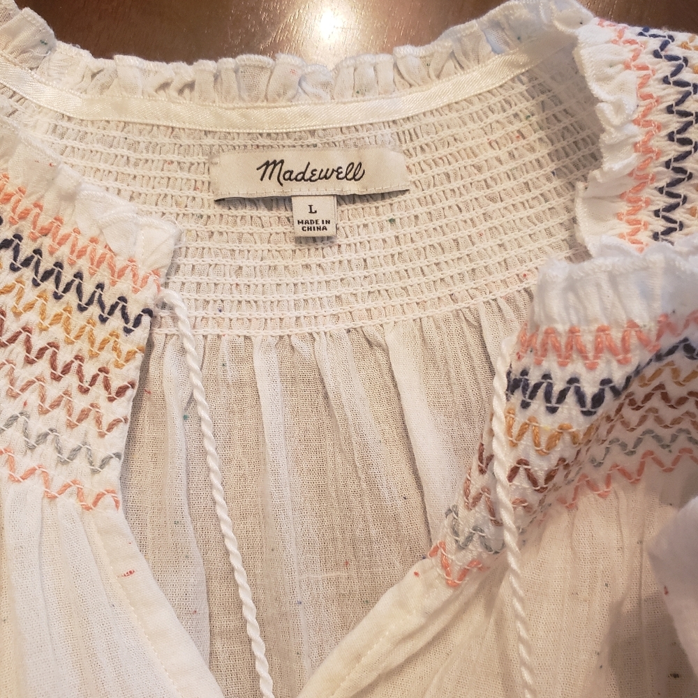 Madewell Rainbow Smocked Trapeze Dress L NEW L3449 - Picture 12 of 12